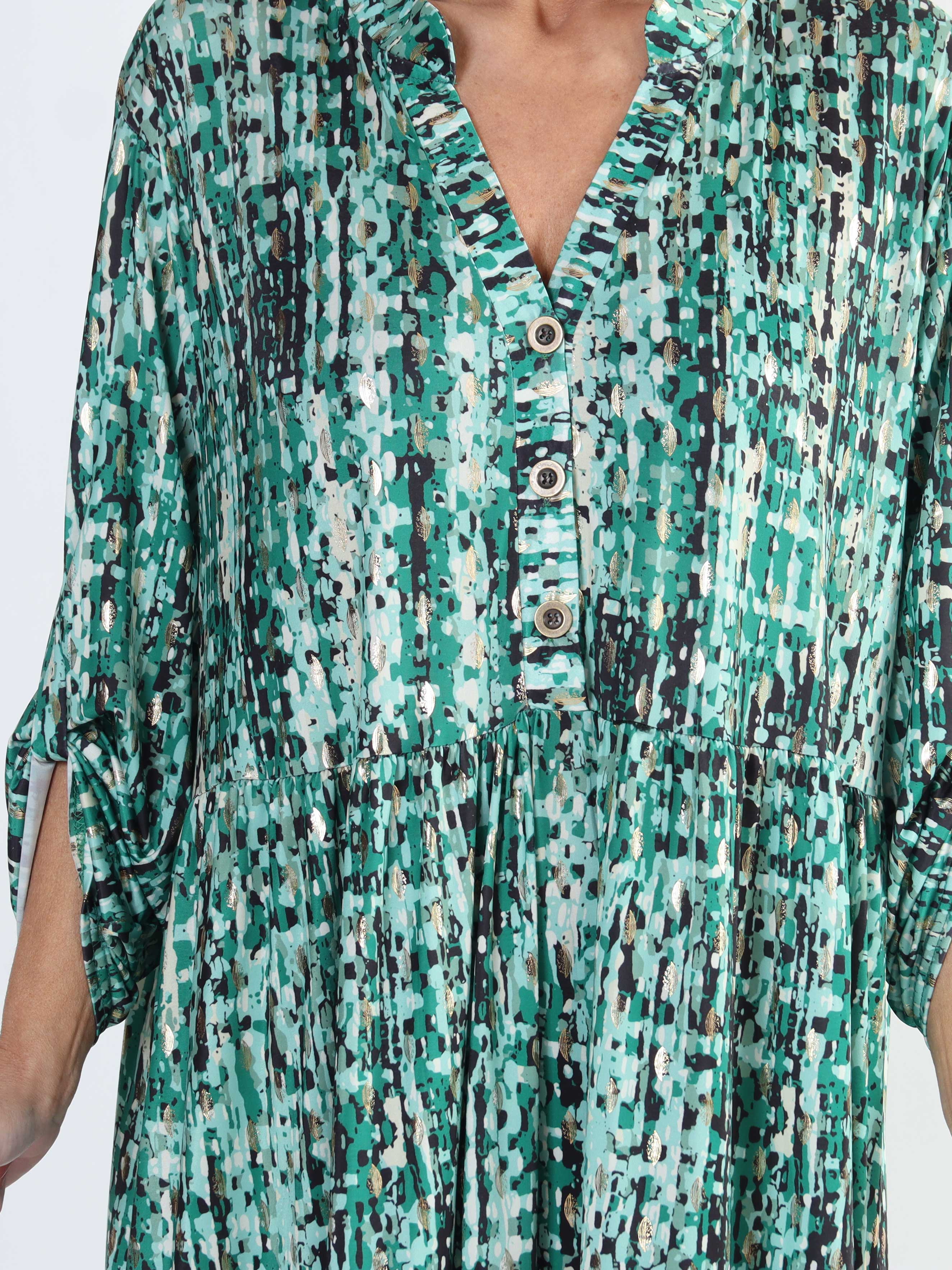 Milano Pattern - Lang mønstret plus size kjole med lag på lag look